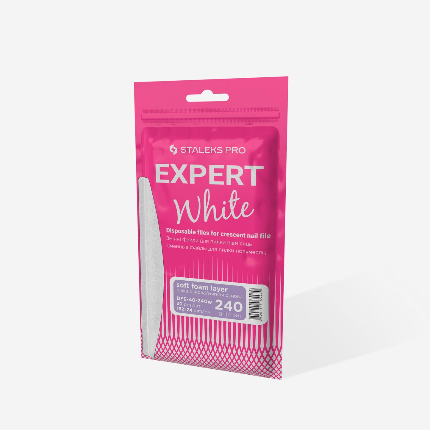 Disposable white files for crescent nail file on a soft foam layer | 240 grit