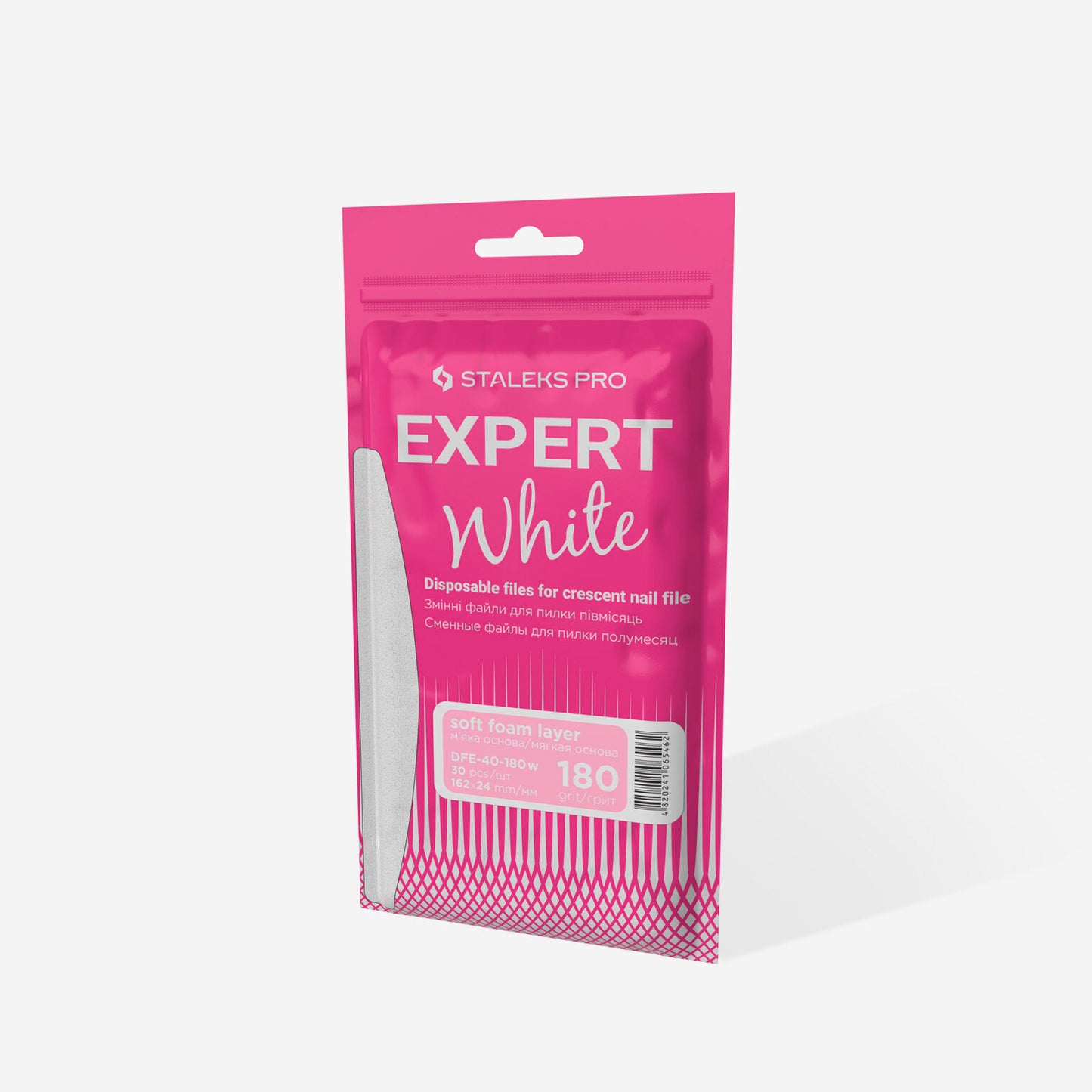 Disposable white files for crescent nail file on a soft foam layer | 180 grit