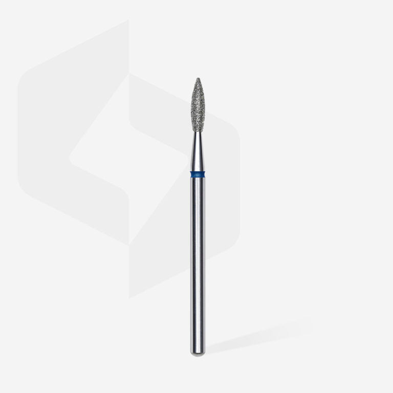 Diamond nail drill bit pointed flame blue EXPERT head diameter 2,1 mm / working part 8 mm